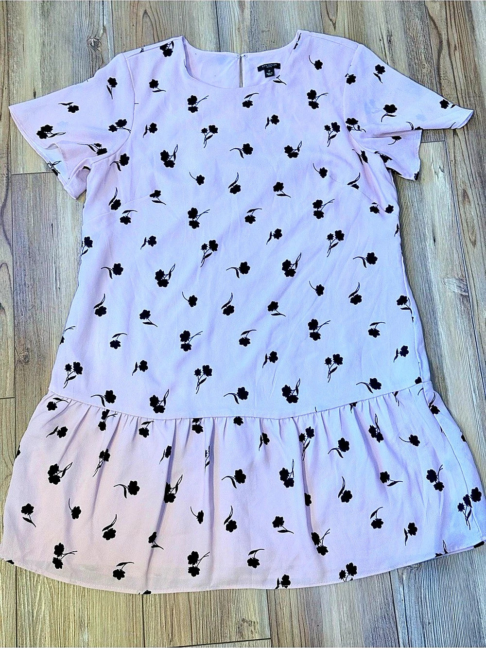 Ann Taylor Petite Floral Mini Dress Pink & Black Size LP Like New